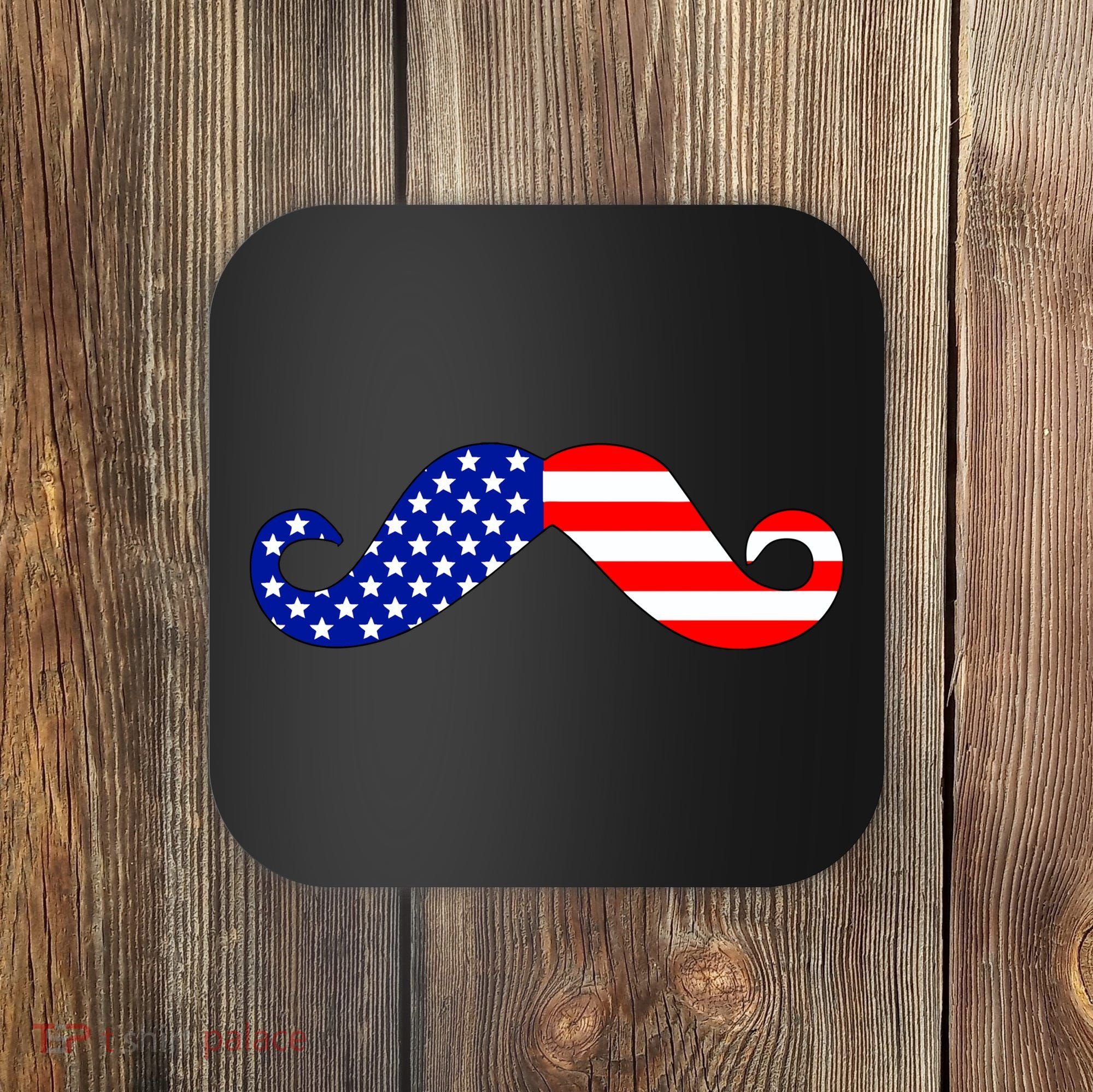 USA Mustache American Stache Coaster