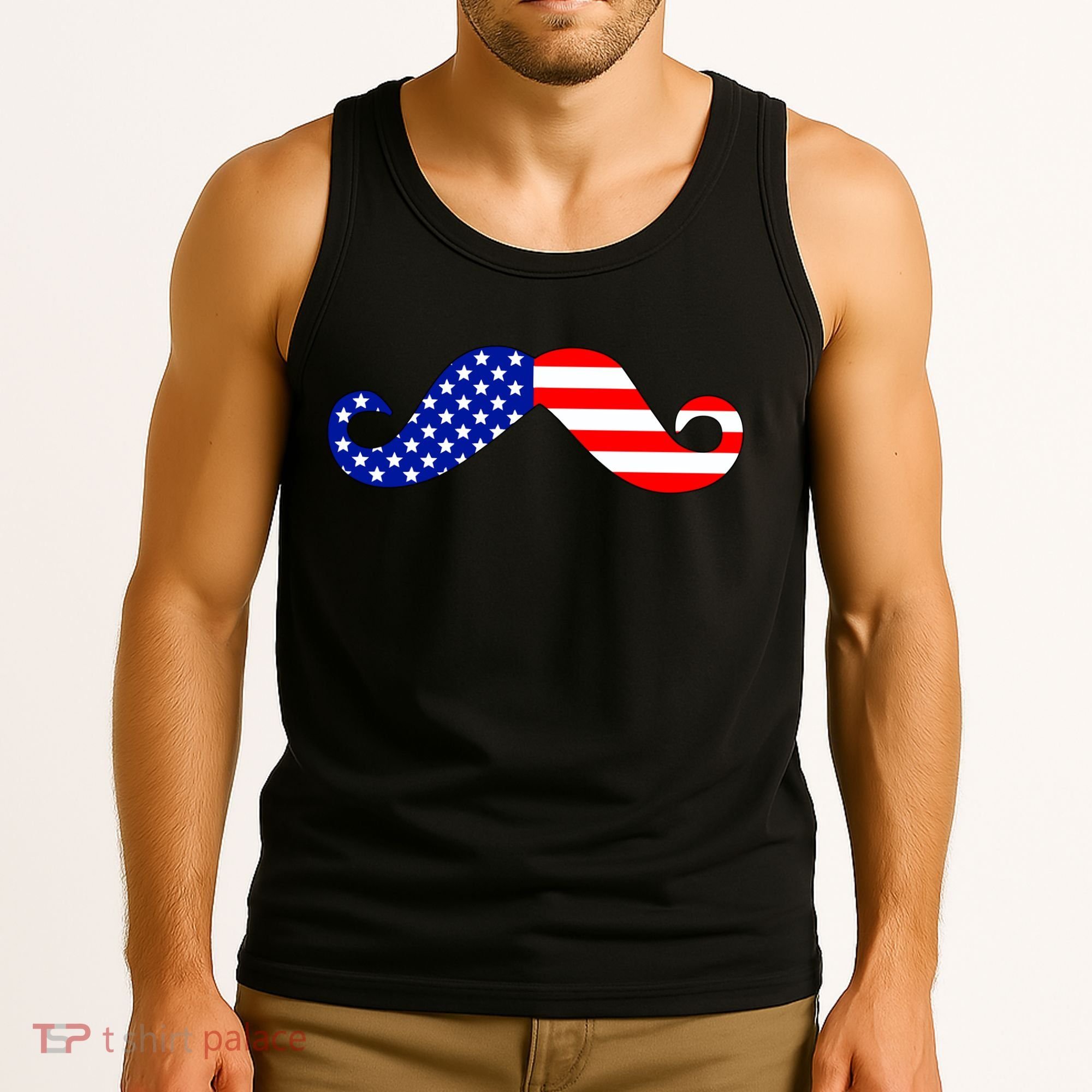 USA Mustache American Stache Tank Top