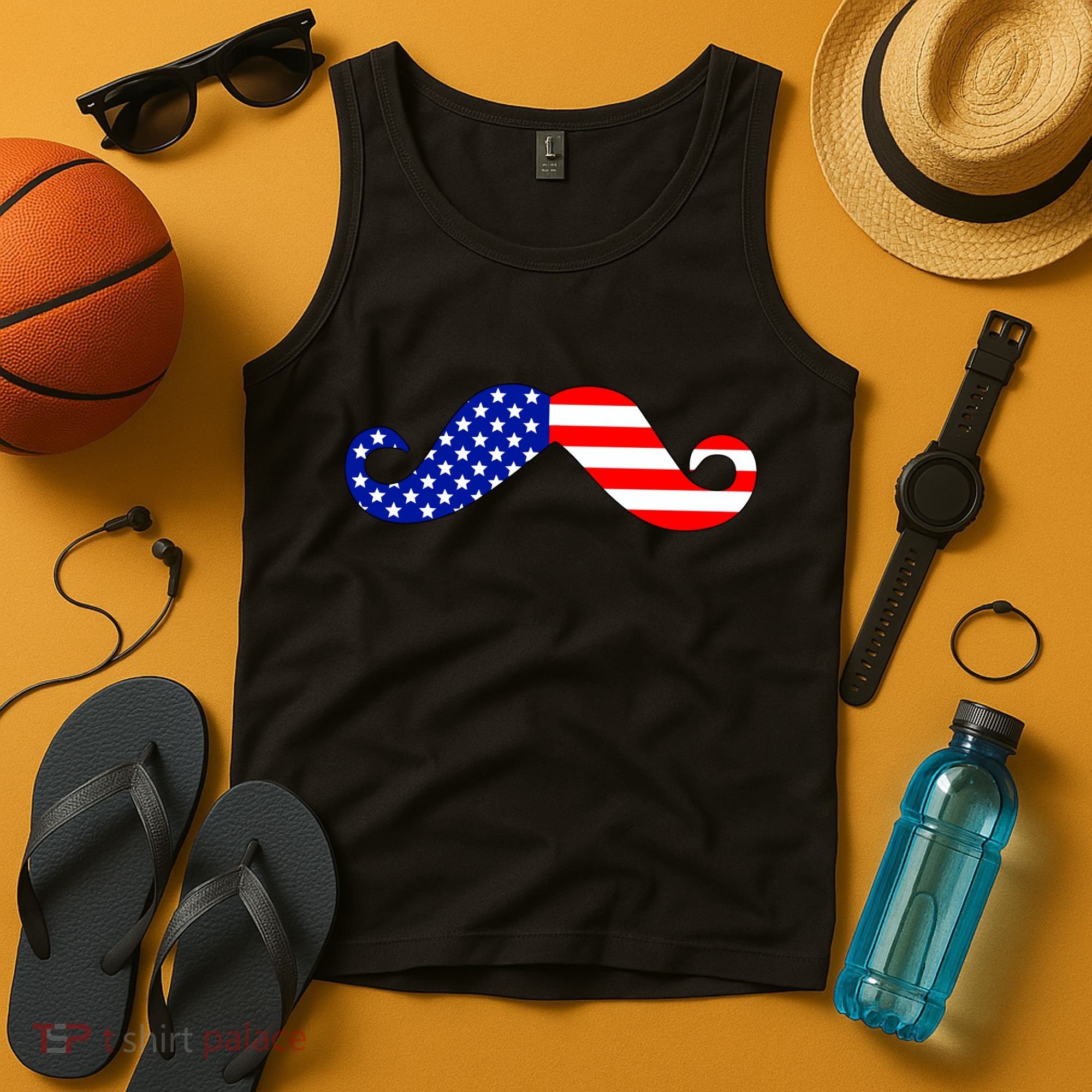 USA Mustache American Stache Tank Top