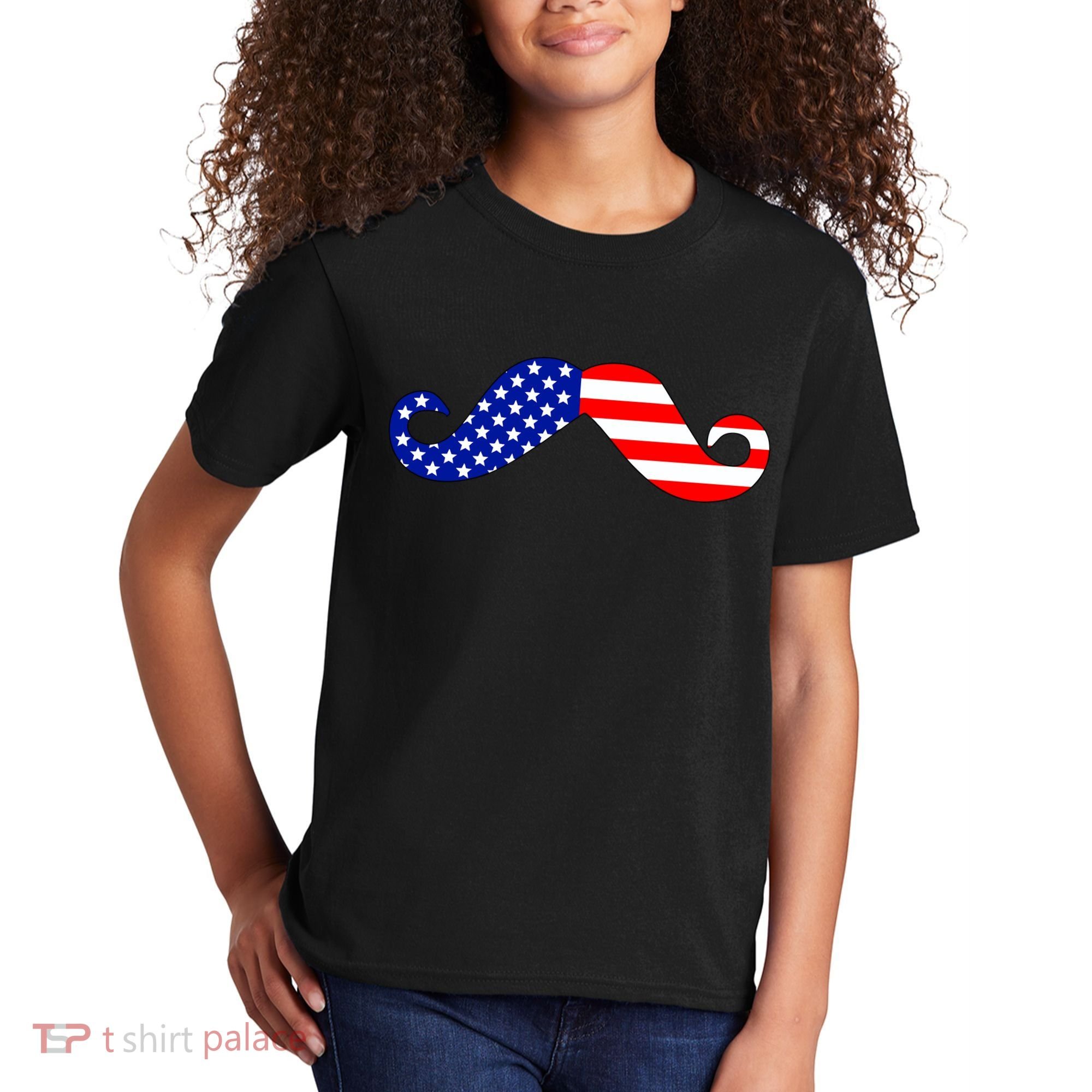 USA Mustache American Stache Kids T-Shirt