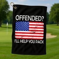 USA Offended I'll Help You Pack Golf Towel thumb 1