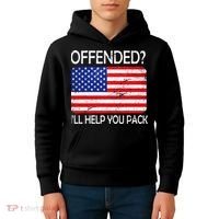 USA Offended I'll Help You Pack Kids Hoodie thumb 4