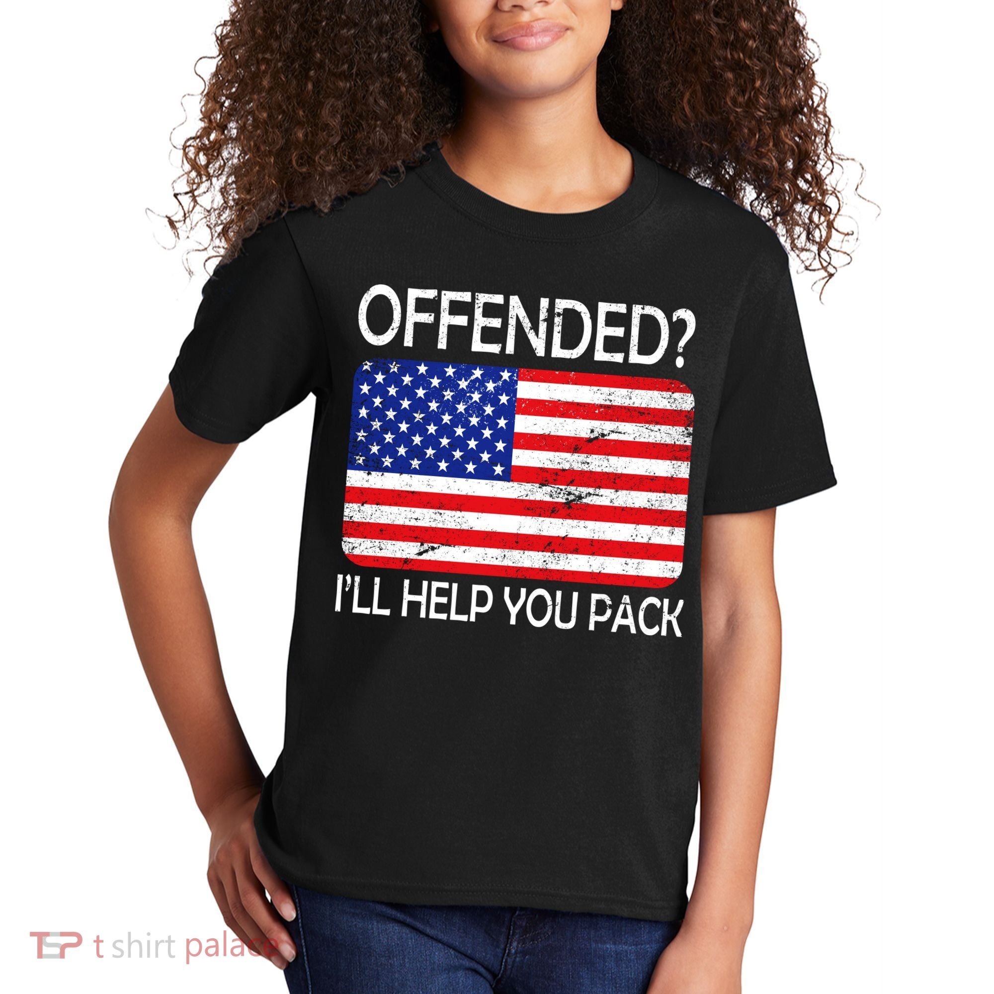USA Offended I'll Help You Pack Kids T-Shirt