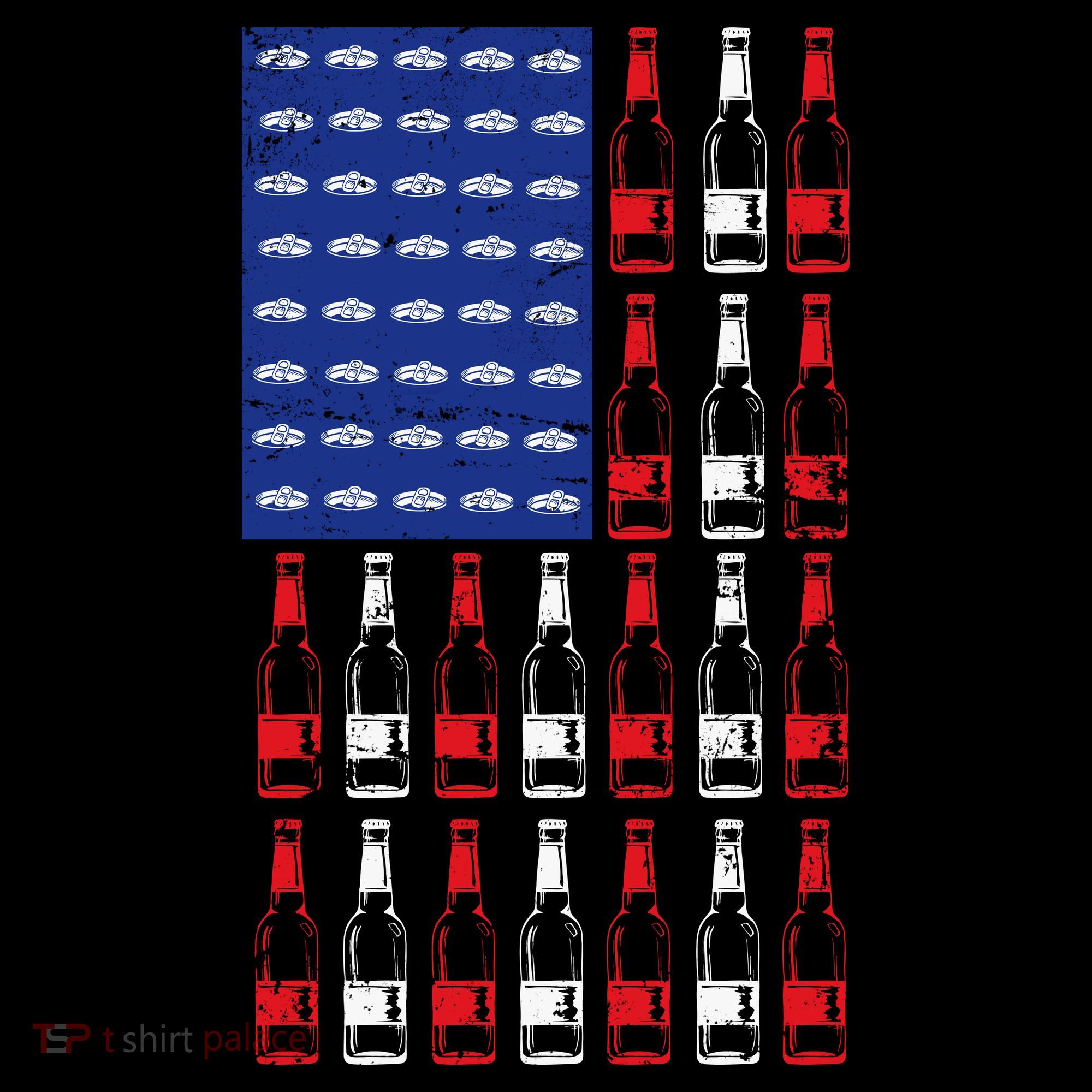 USA Patriotic Beer Bottle American Flag T-Shirt