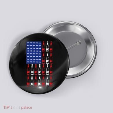 USA Patriotic Beer Bottle American Flag Button
