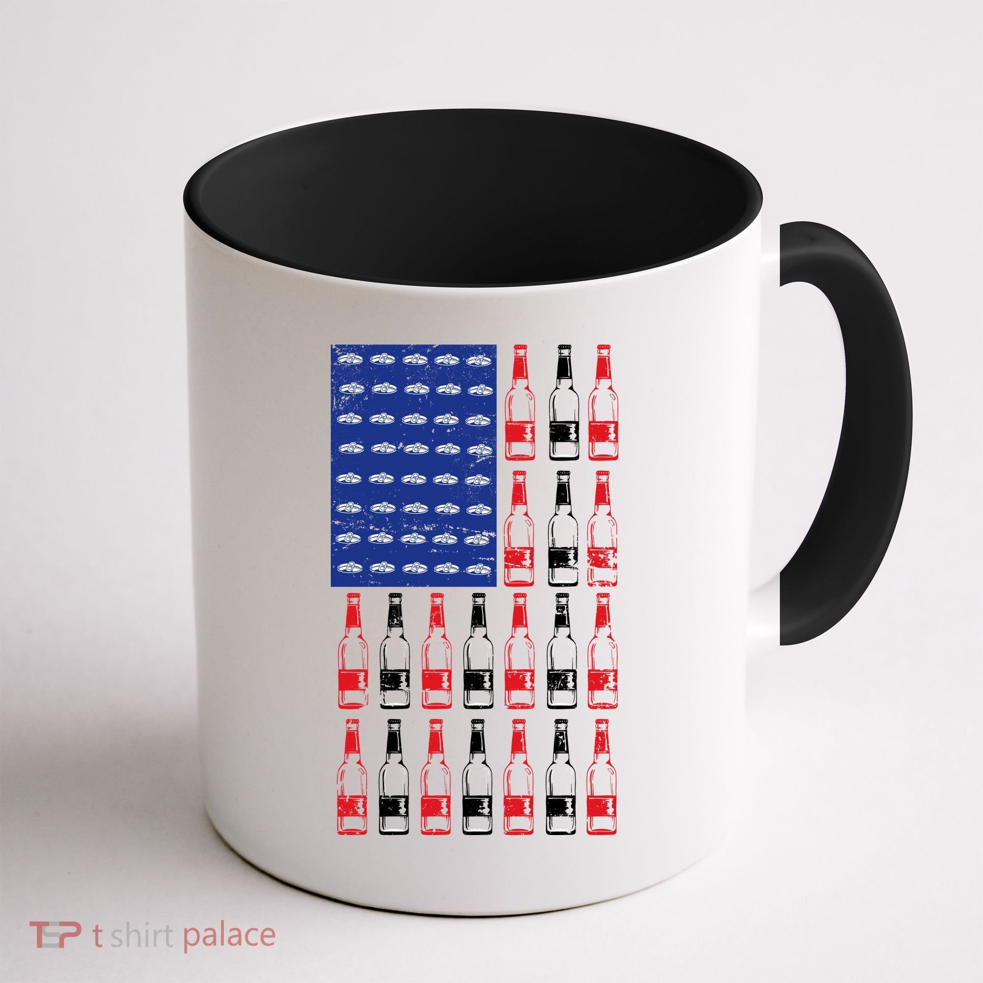 USA Patriotic Beer Bottle American Flag Coffee Mug