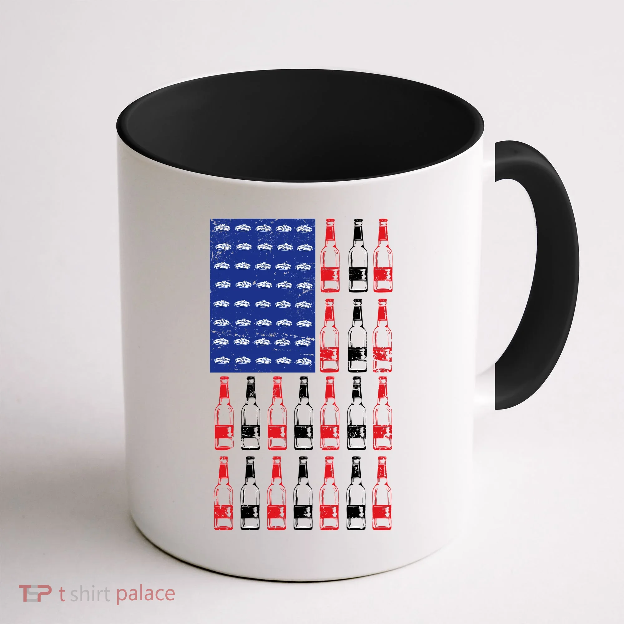 USA Patriotic Beer Bottle American Flag Coffee Mug