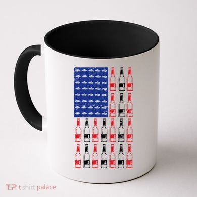USA Patriotic Beer Bottle American Flag Coffee Mug