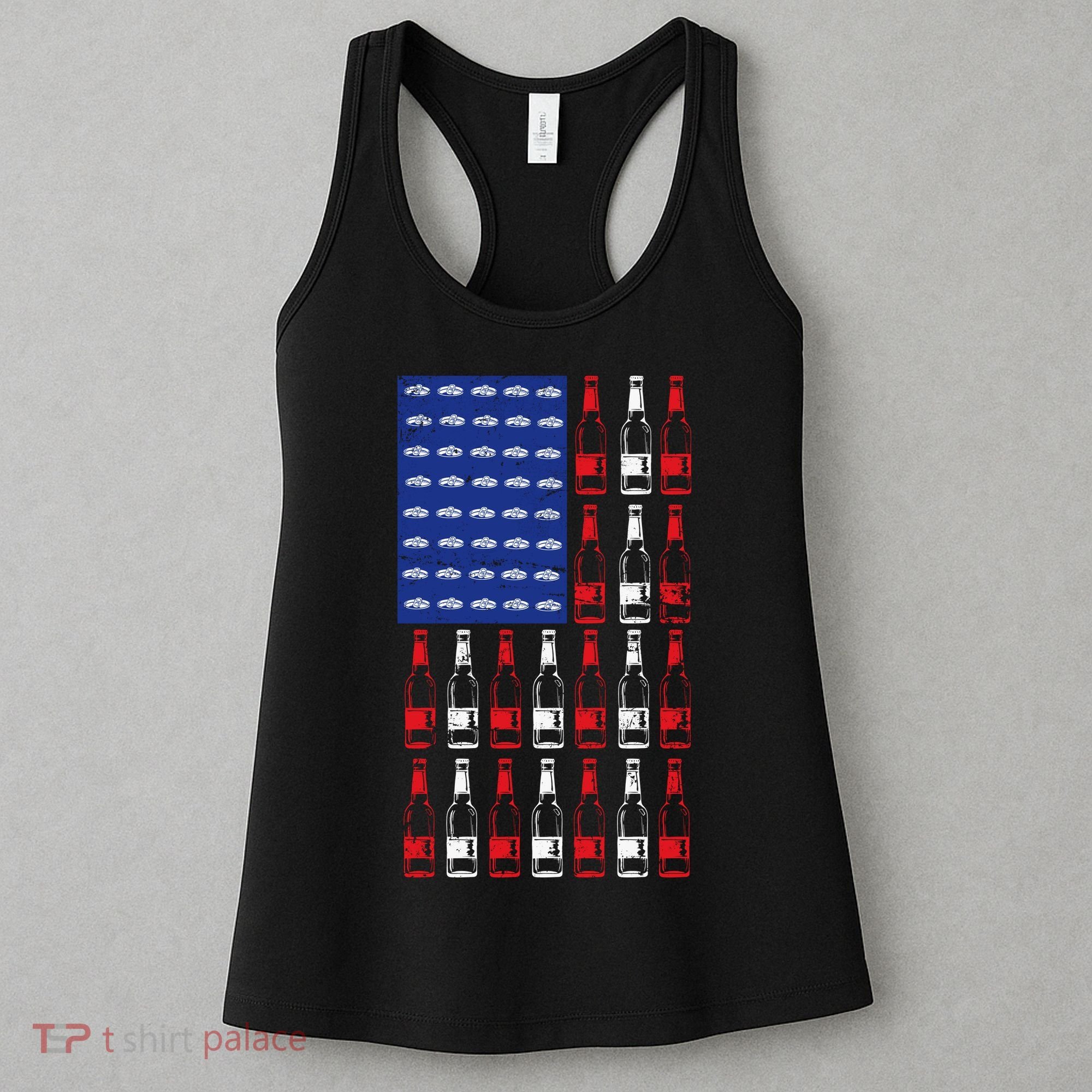 USA Patriotic Beer Bottle American Flag Women's Tank Top