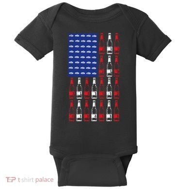 USA Patriotic Beer Bottle American Flag Baby Bodysuit