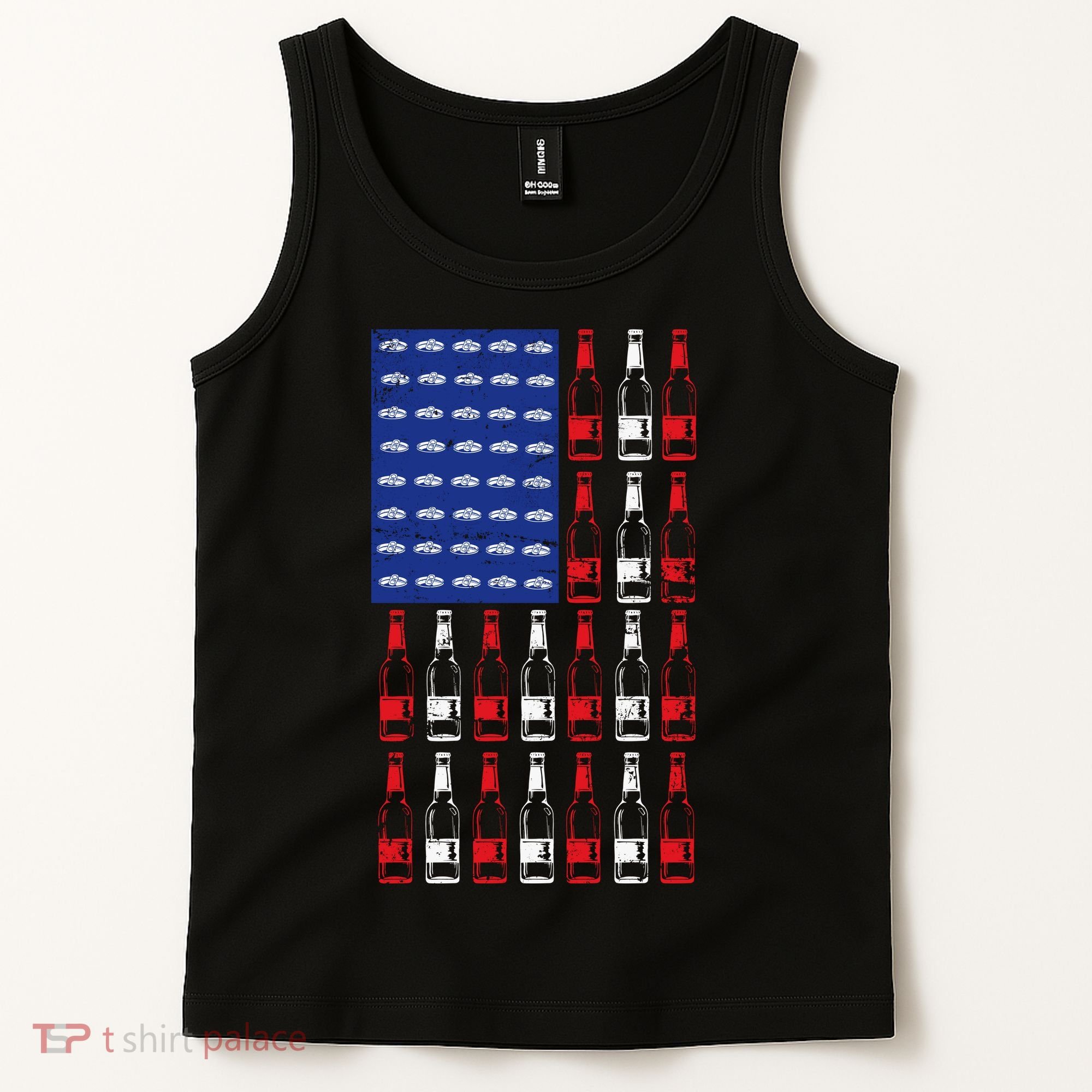 USA Patriotic Beer Bottle American Flag Tank Top