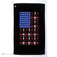 USA Patriotic Beer Bottle American Flag Golf Towel thumb 0