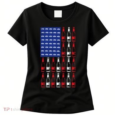USA Patriotic Beer Bottle American Flag Women's T-Shirt