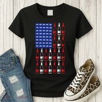 USA Patriotic Beer Bottle American Flag Women's T-Shirt thumb 3