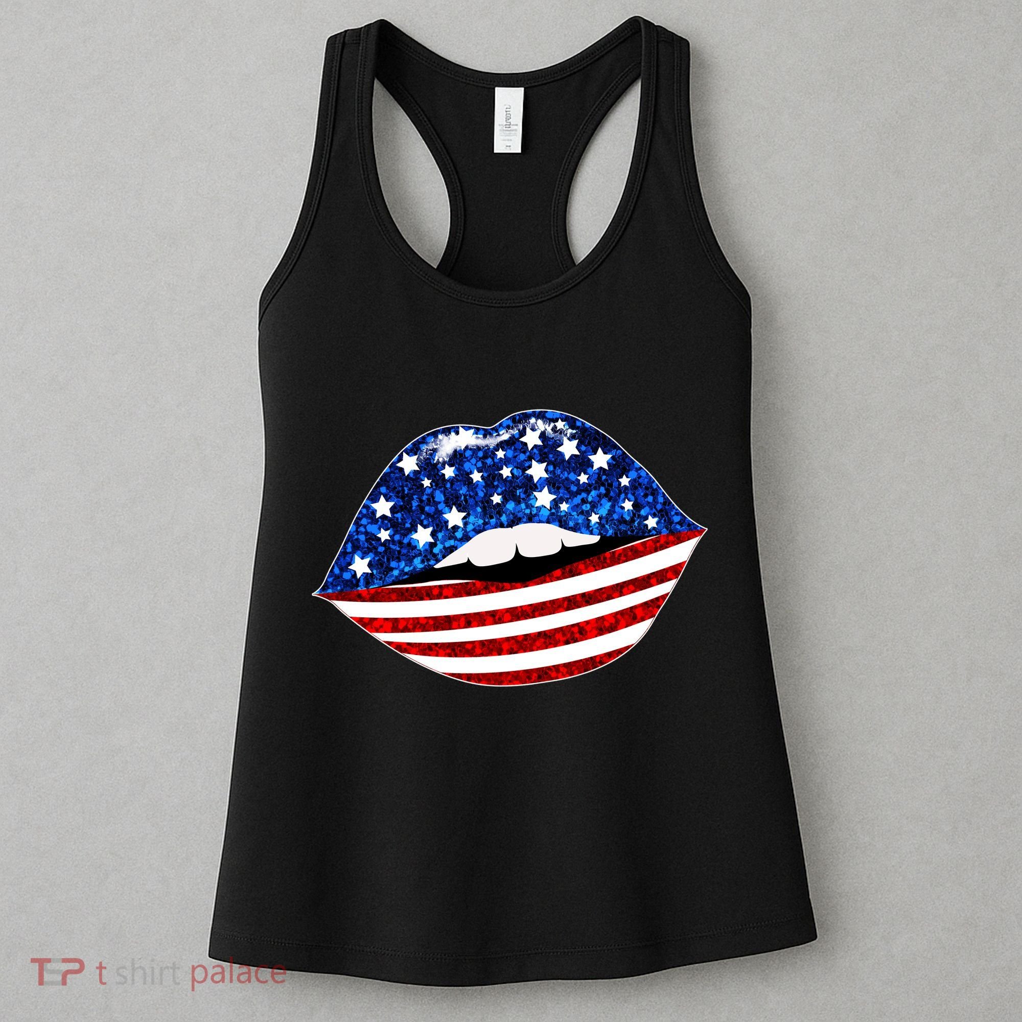 USA Patriotic Lips Of America Women's Tank Top