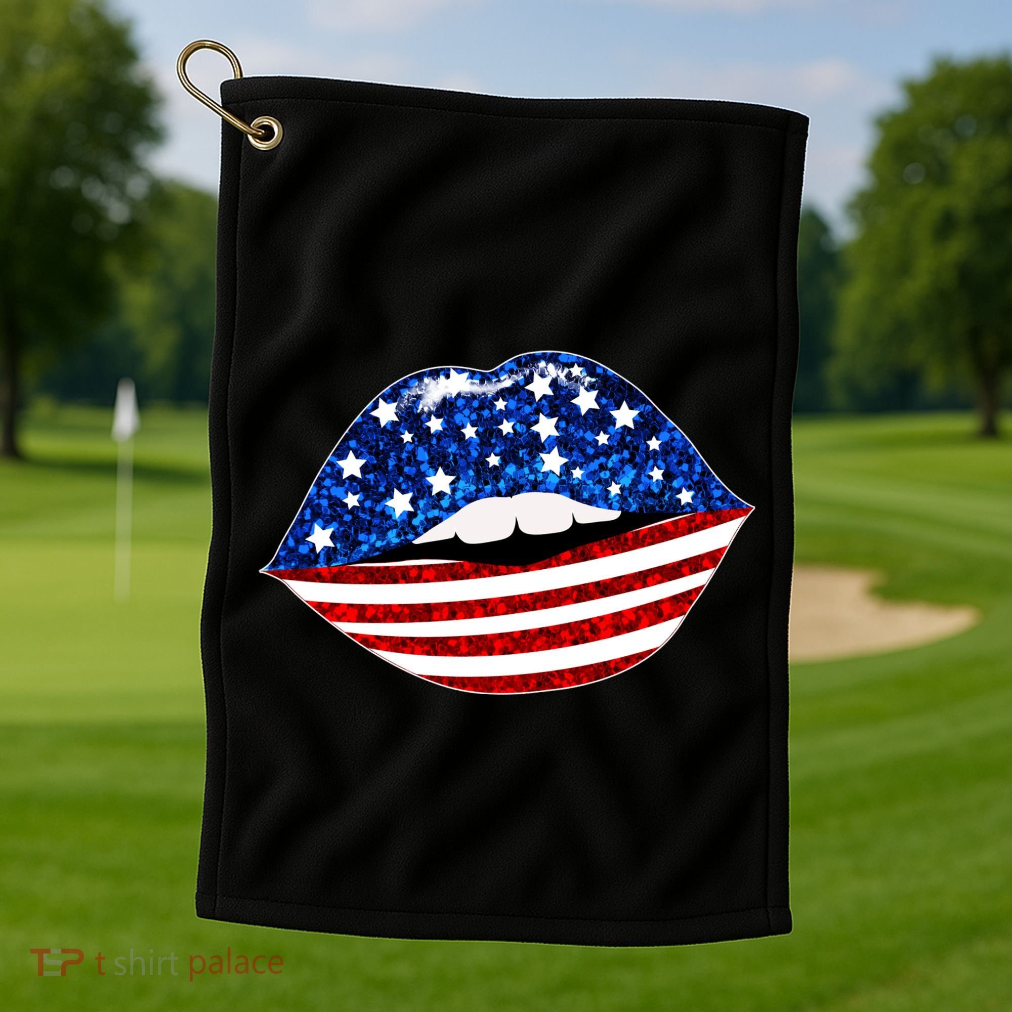 USA Patriotic Lips Of America Golf Towel