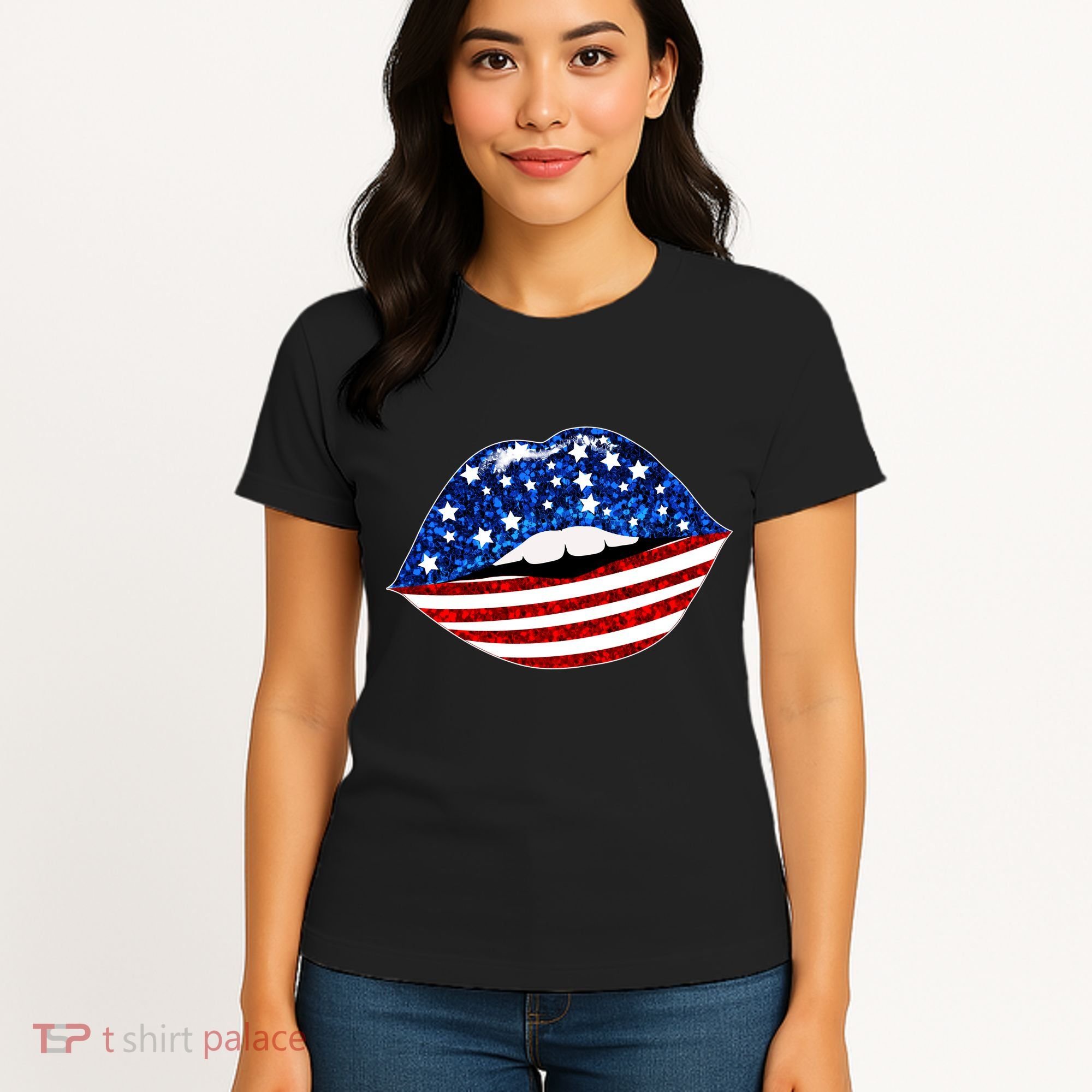 USA Patriotic Lips Of America Women's T-Shirt