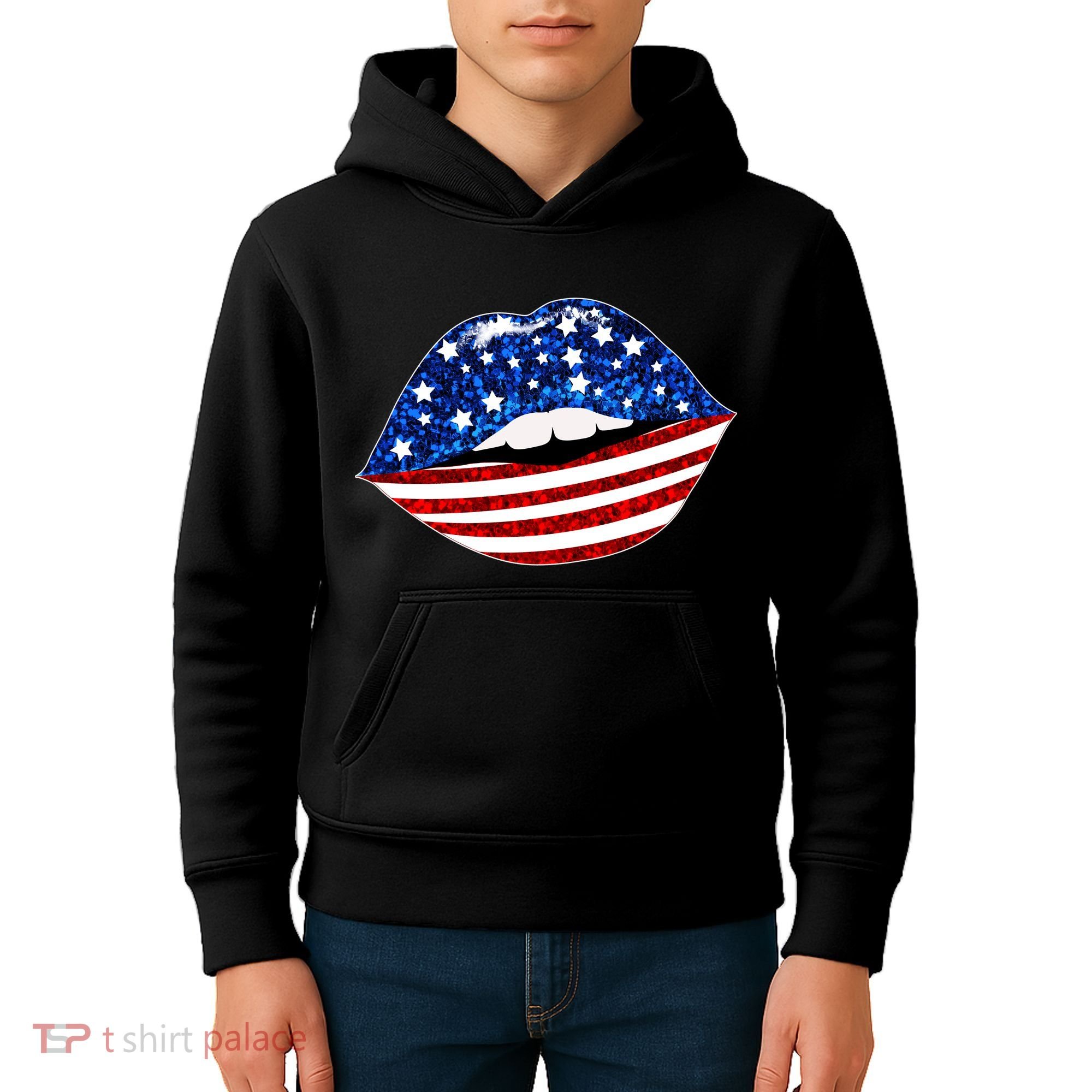 USA Patriotic Lips Of America Kids Hoodie