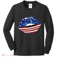 USA Patriotic Lips Of America Kids Long Sleeve Shirt thumb 0