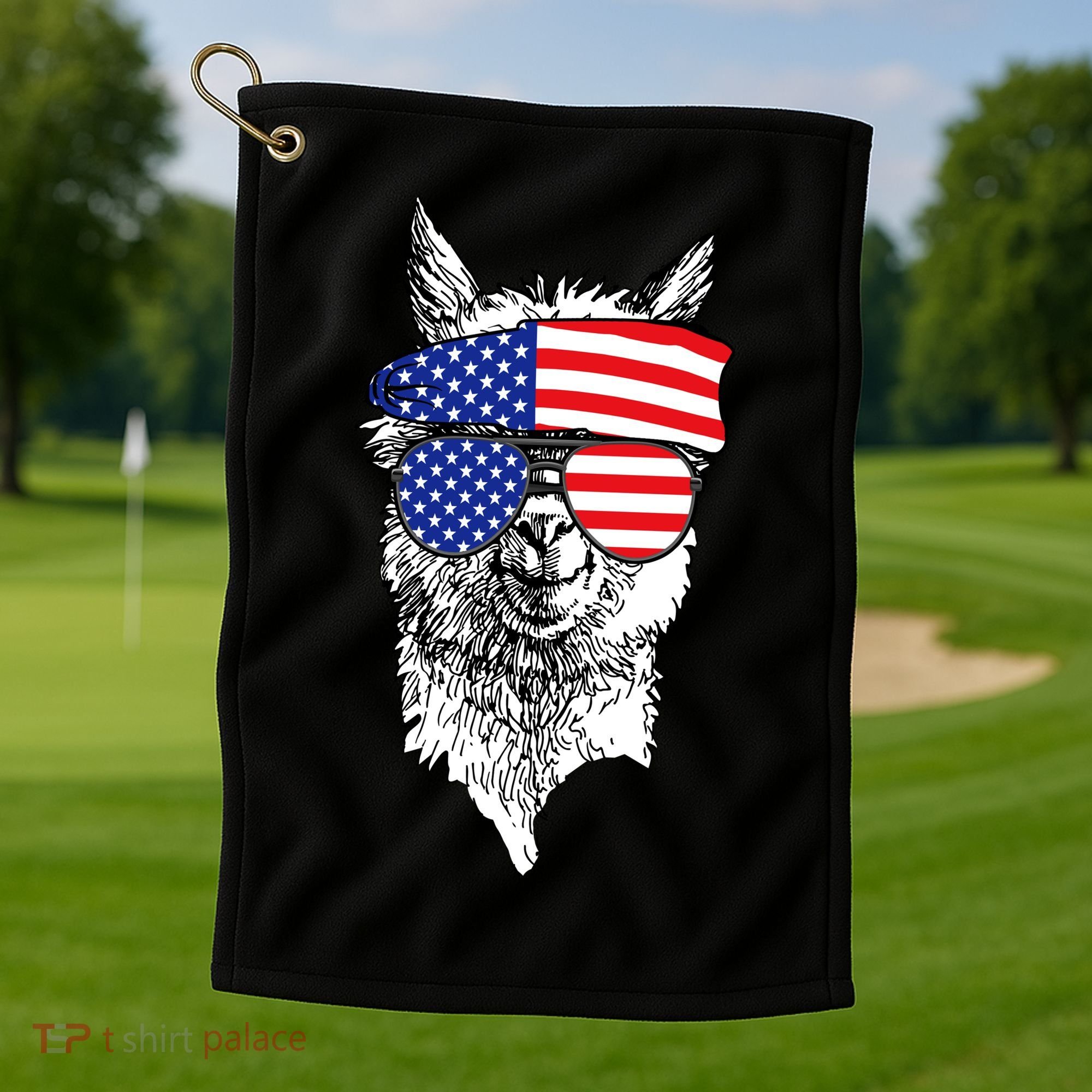USA Patriotic Llama Golf Towel