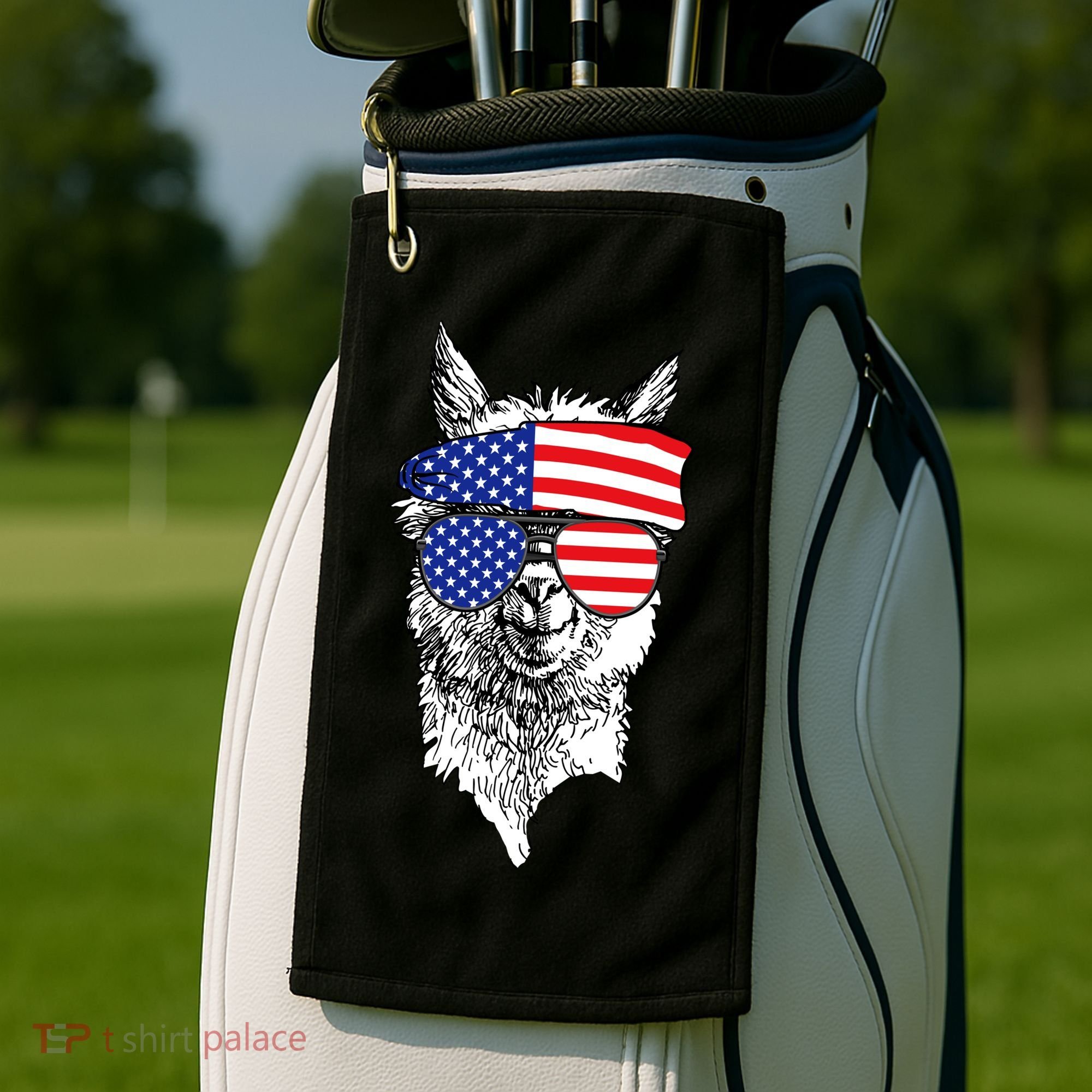 USA Patriotic Llama Golf Towel