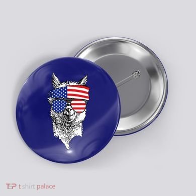 USA Patriotic Llama Button