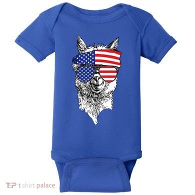 USA Patriotic Llama Baby Bodysuit
