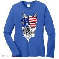 USA Patriotic Llama Women's Long Sleeve Shirt thumb 0