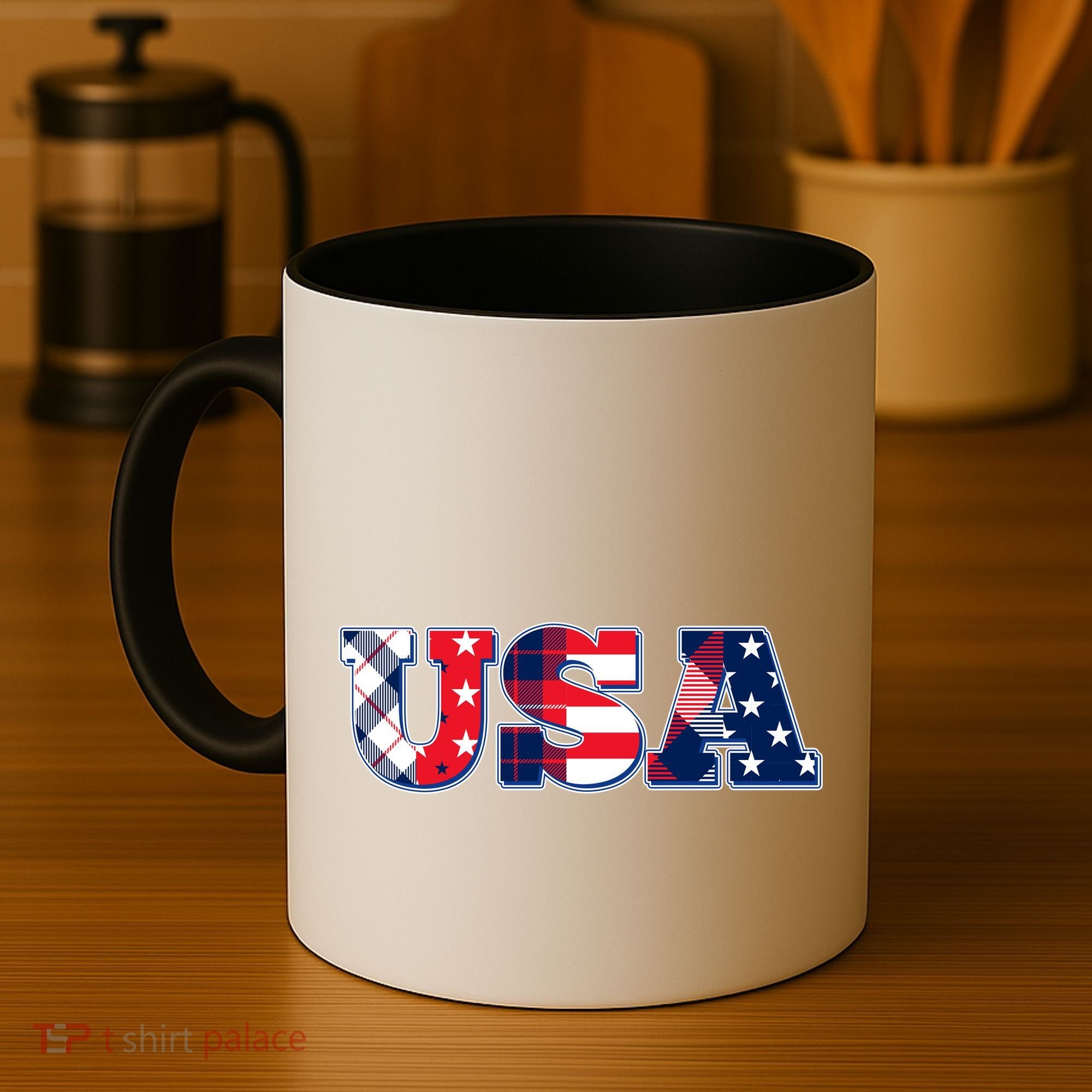 USA Patriotic Logo Star Stripes Patterns Coffee Mug