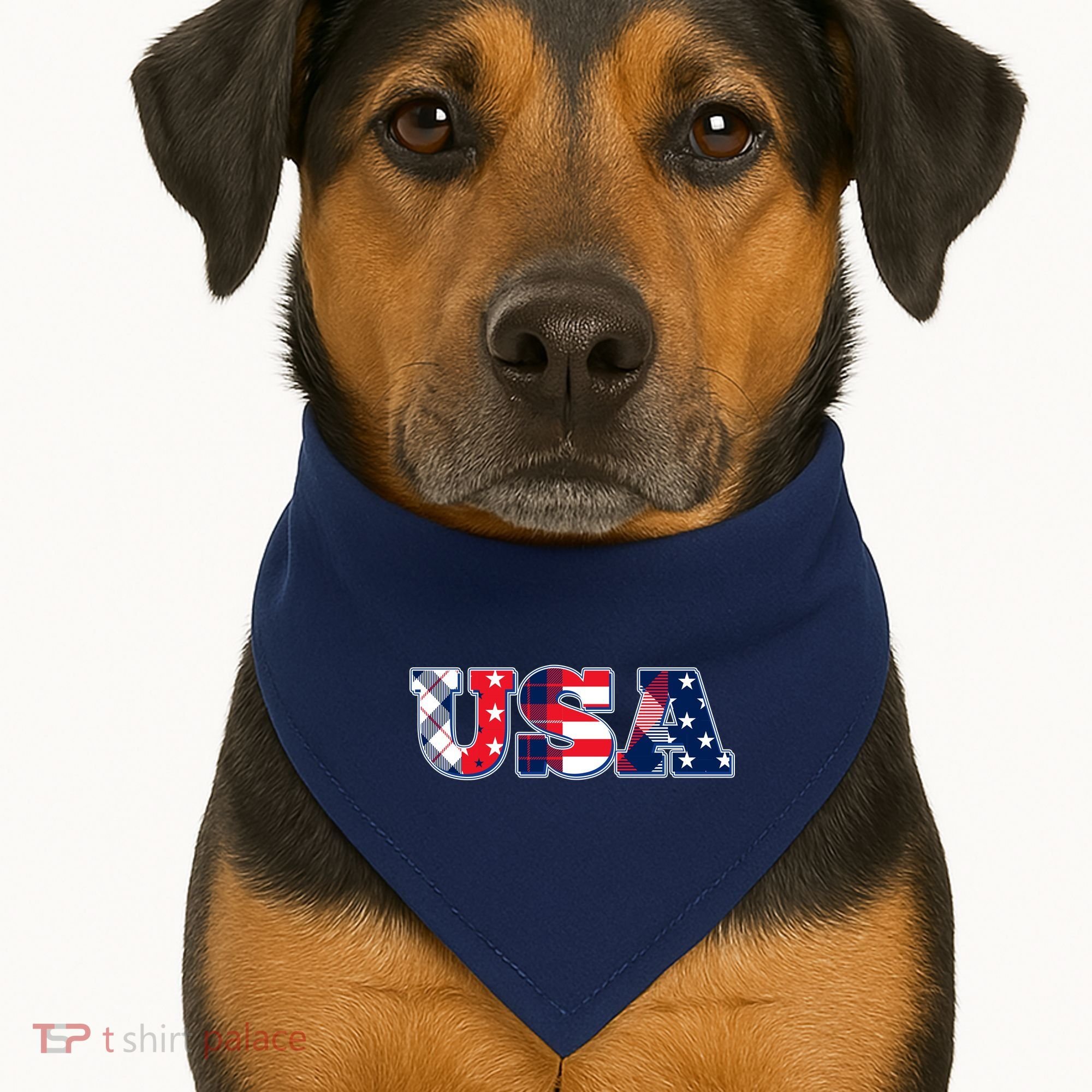 USA Patriotic Logo Star Stripes Patterns USA-Made Doggie Bandana