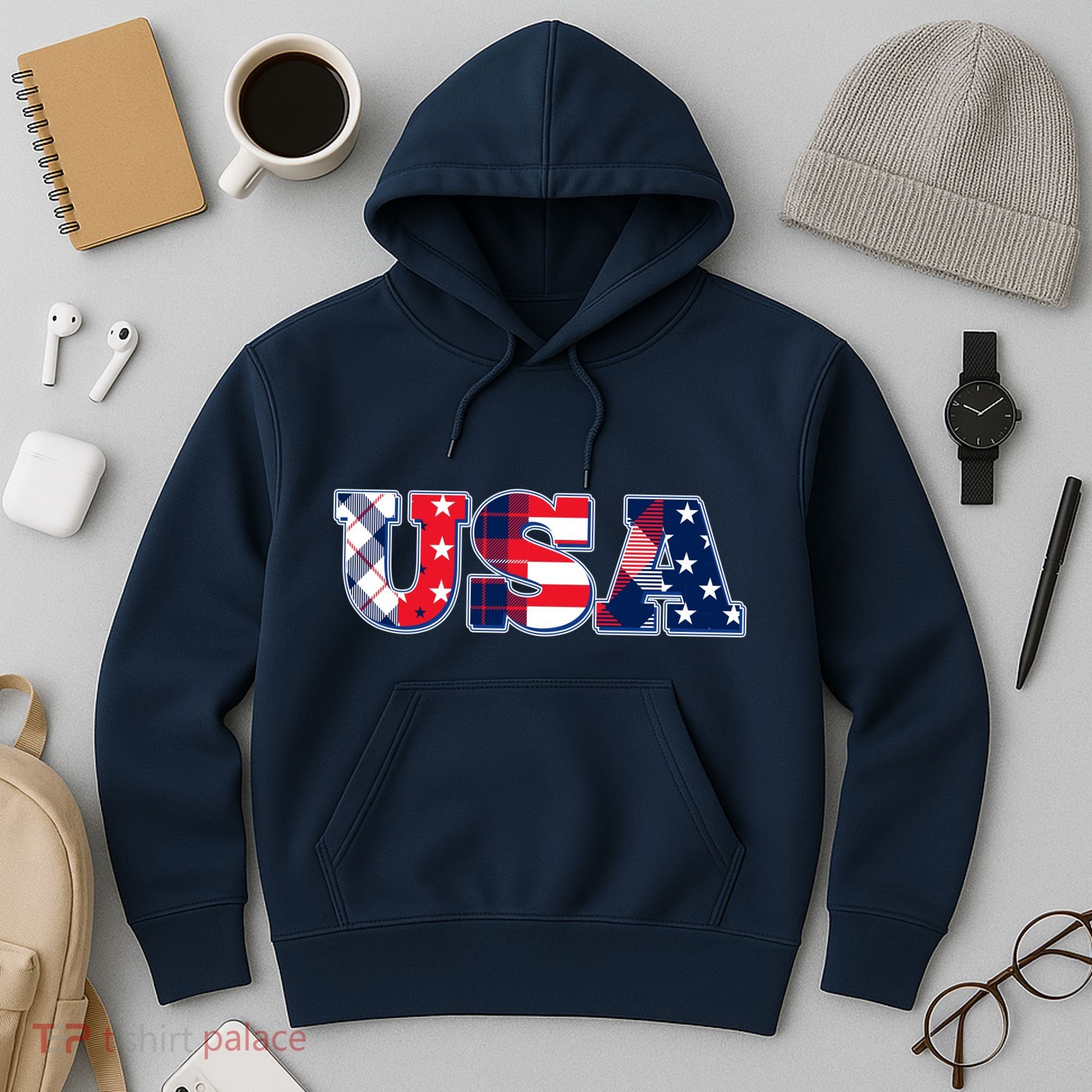 USA Patriotic Logo Star Stripes Patterns Hoodie