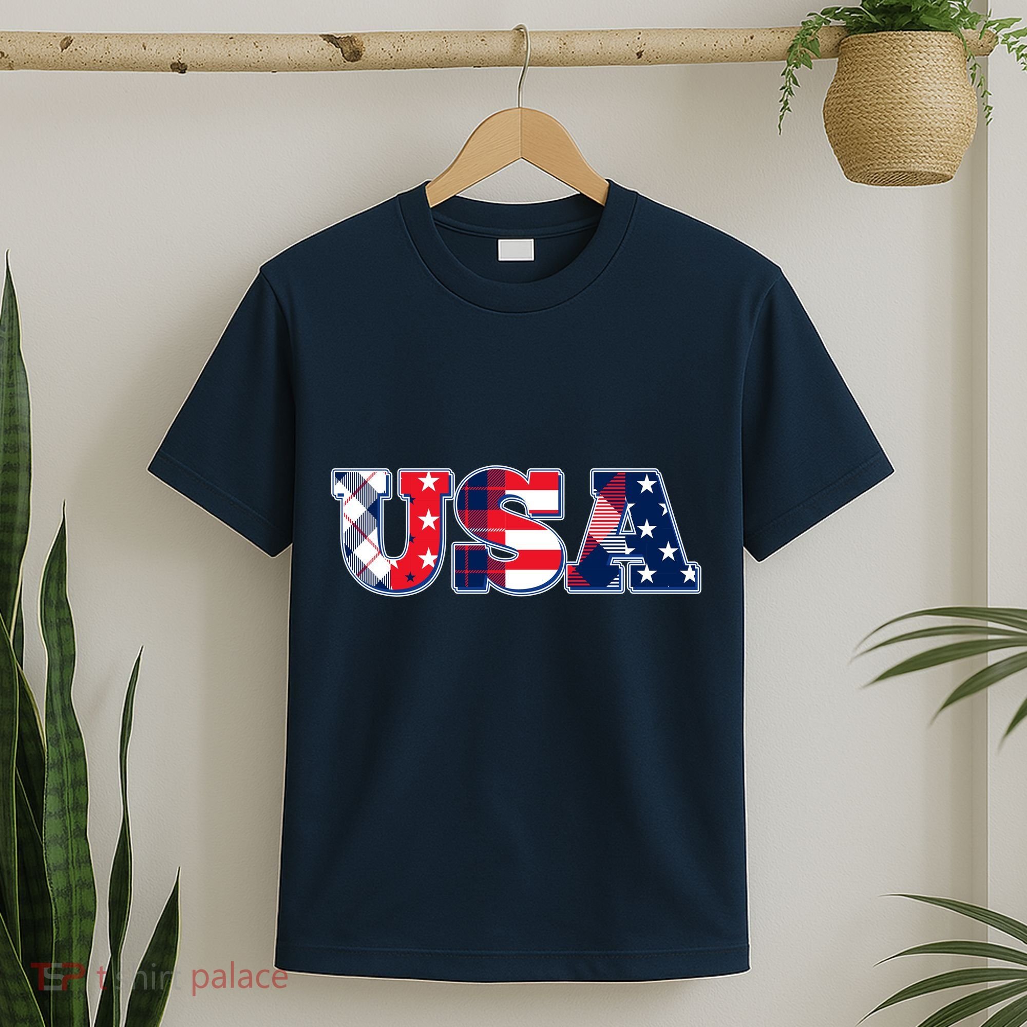USA Patriotic Logo Star Stripes Patterns T-Shirt
