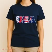 USA Patriotic Logo Star Stripes Patterns T-Shirt thumb 4