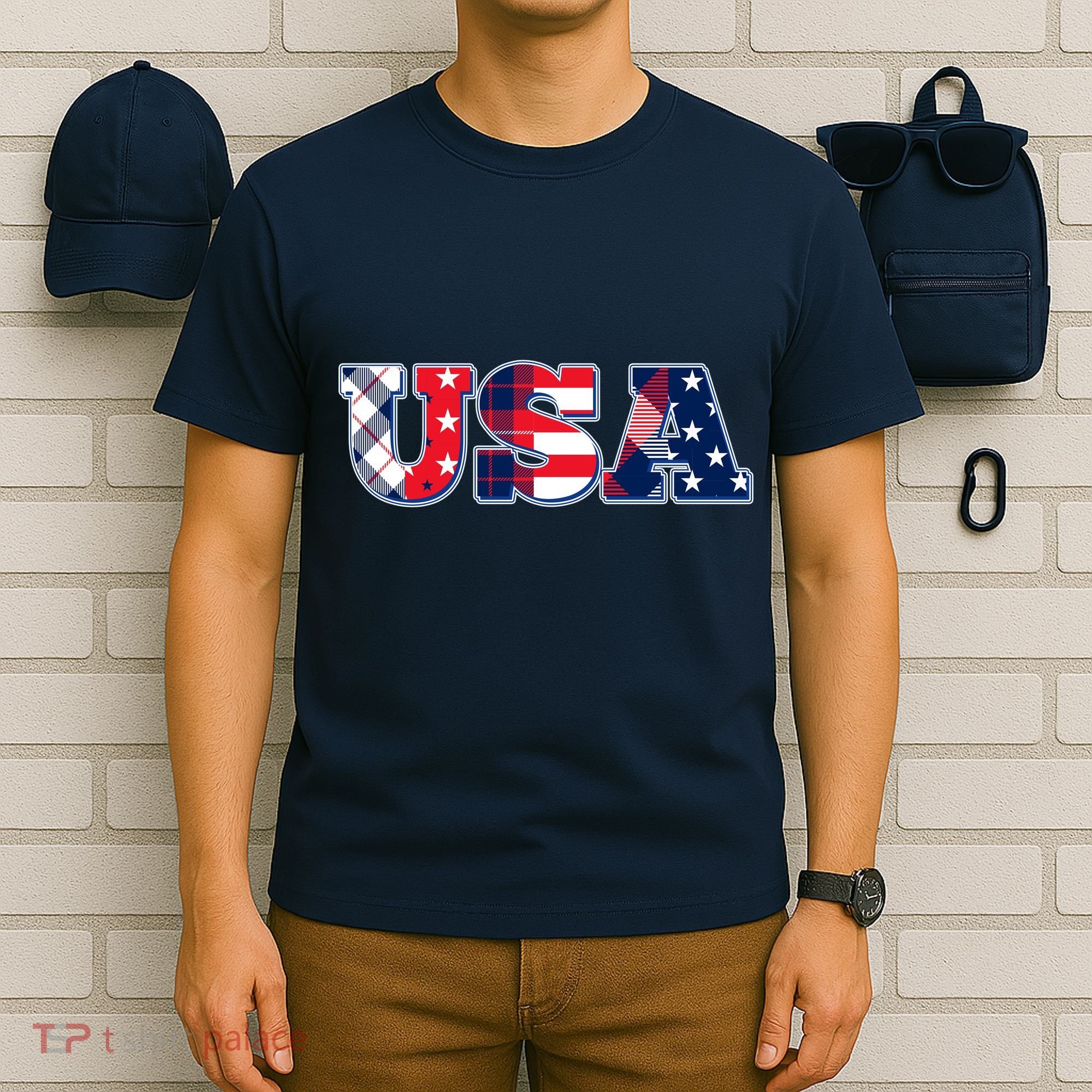 USA Patriotic Logo Star Stripes Patterns T-Shirt