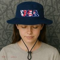 USA Patriotic Logo Star Stripes Patterns Bucket Hat thumb 3
