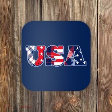 USA Patriotic Logo Star Stripes Patterns Coaster