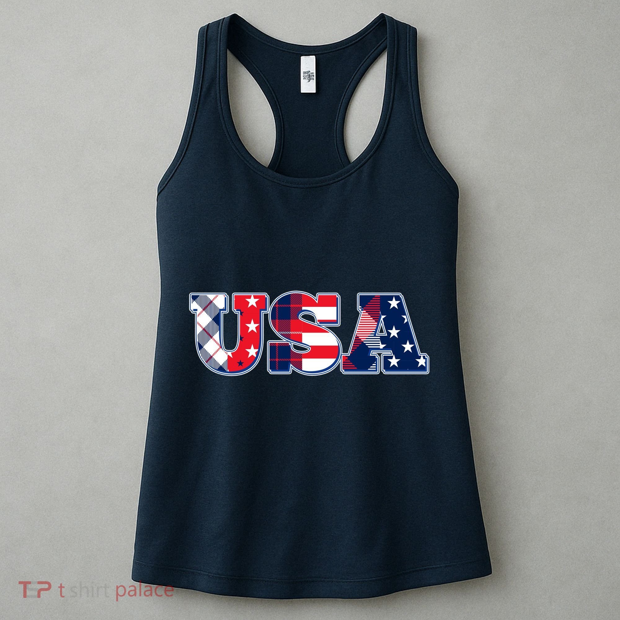 USA Patriotic Logo Star Stripes Patterns Women's Tank Top