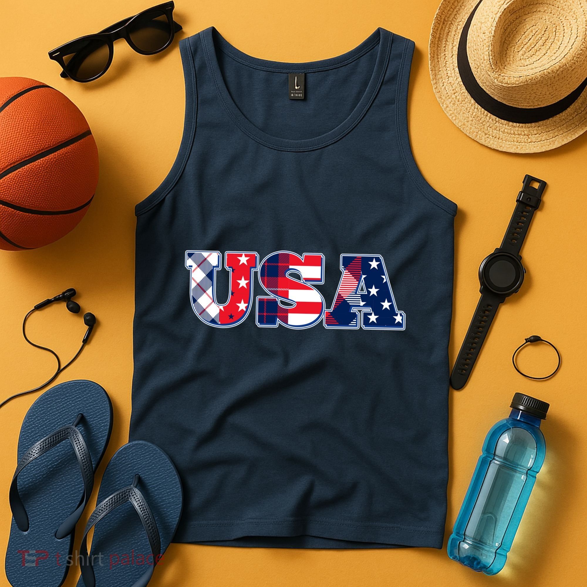 USA Patriotic Logo Star Stripes Patterns Tank Top