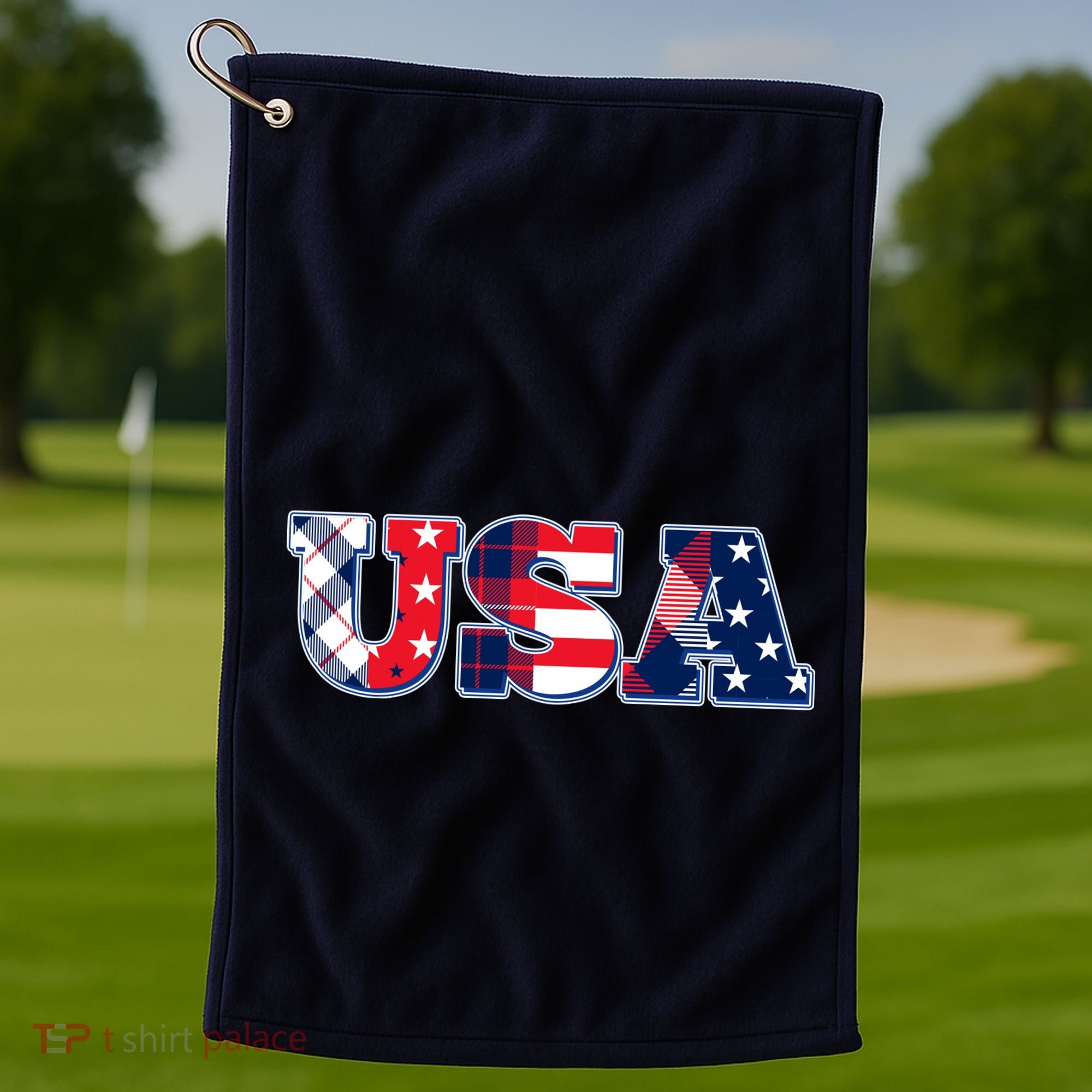 USA Patriotic Logo Star Stripes Patterns Golf Towel