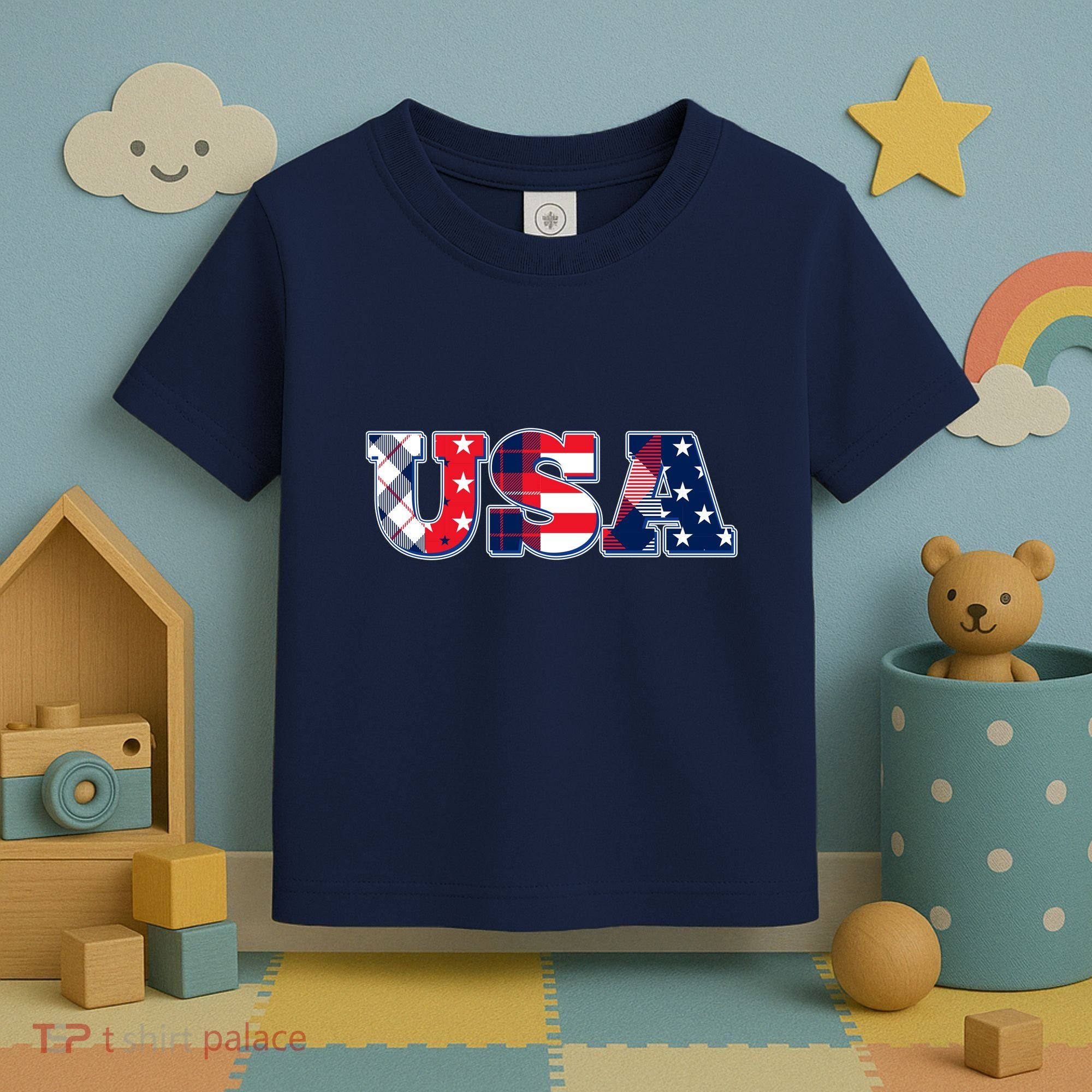 USA Patriotic Logo Star Stripes Patterns Toddler T-Shirt