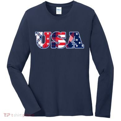 USA Patriotic Logo Star Stripes Patterns Women's Long Sleeve Shirt