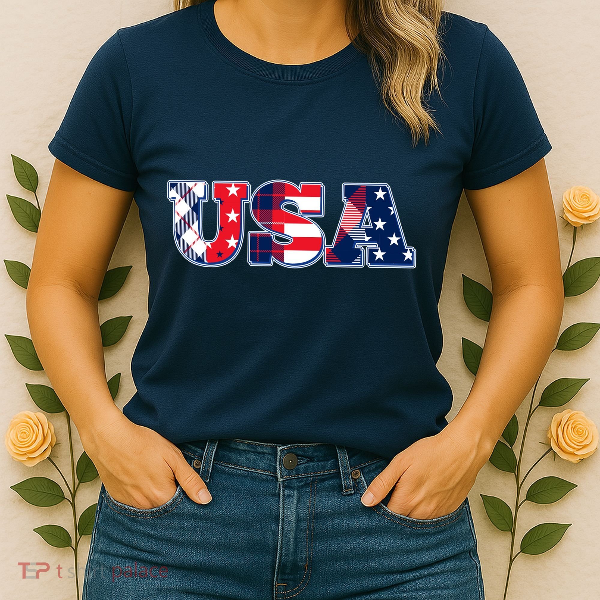 USA Patriotic Logo Star Stripes Patterns Women's T-Shirt