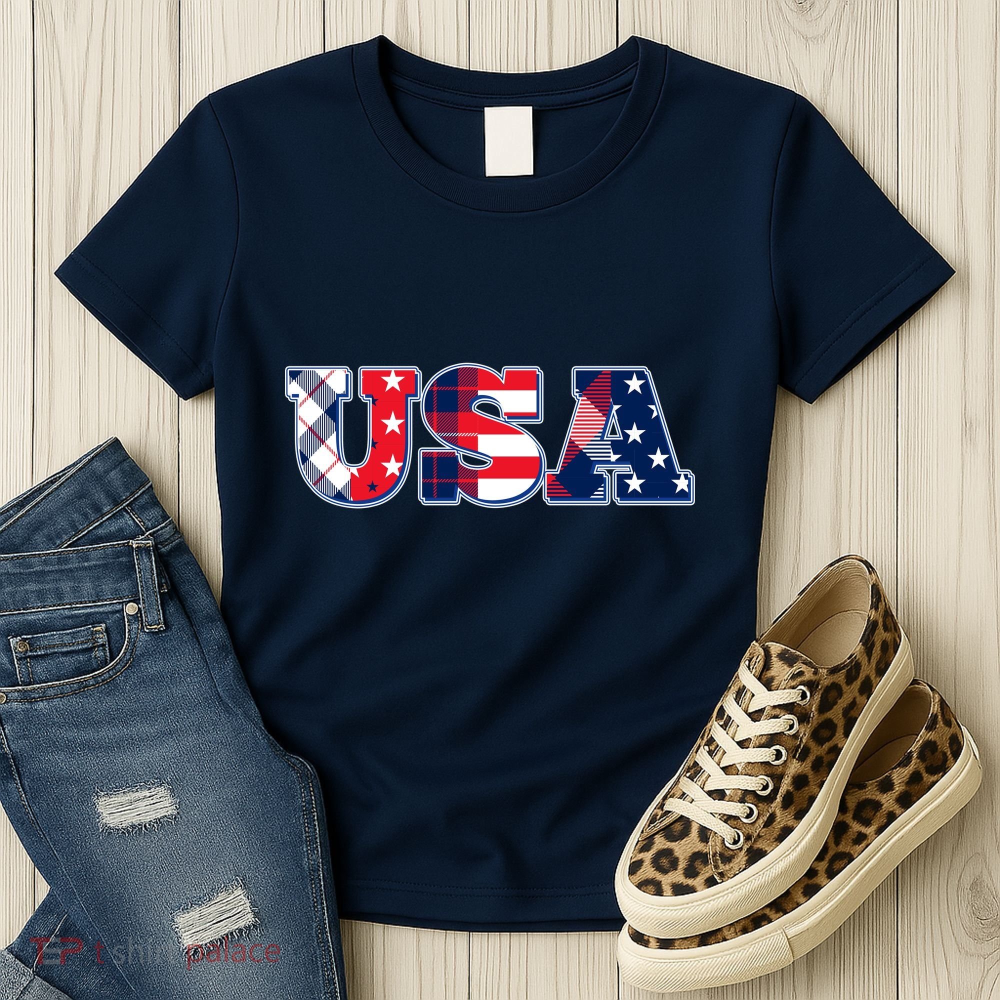 USA Patriotic Logo Star Stripes Patterns Women's T-Shirt
