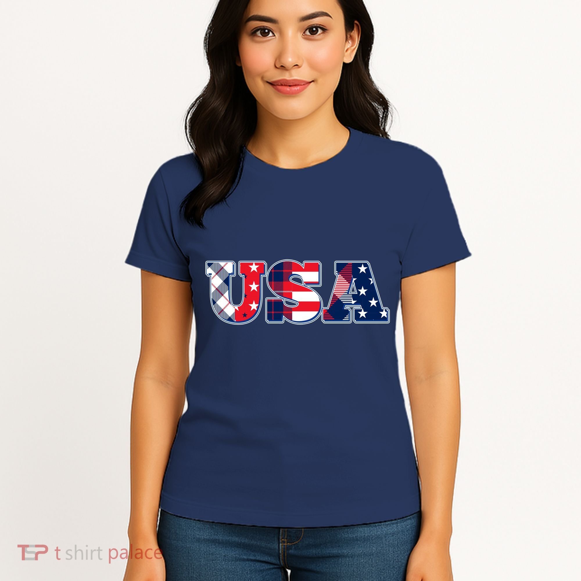 USA Patriotic Logo Star Stripes Patterns Women's T-Shirt