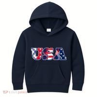 USA Patriotic Logo Star Stripes Patterns Kids Hoodie thumb 0