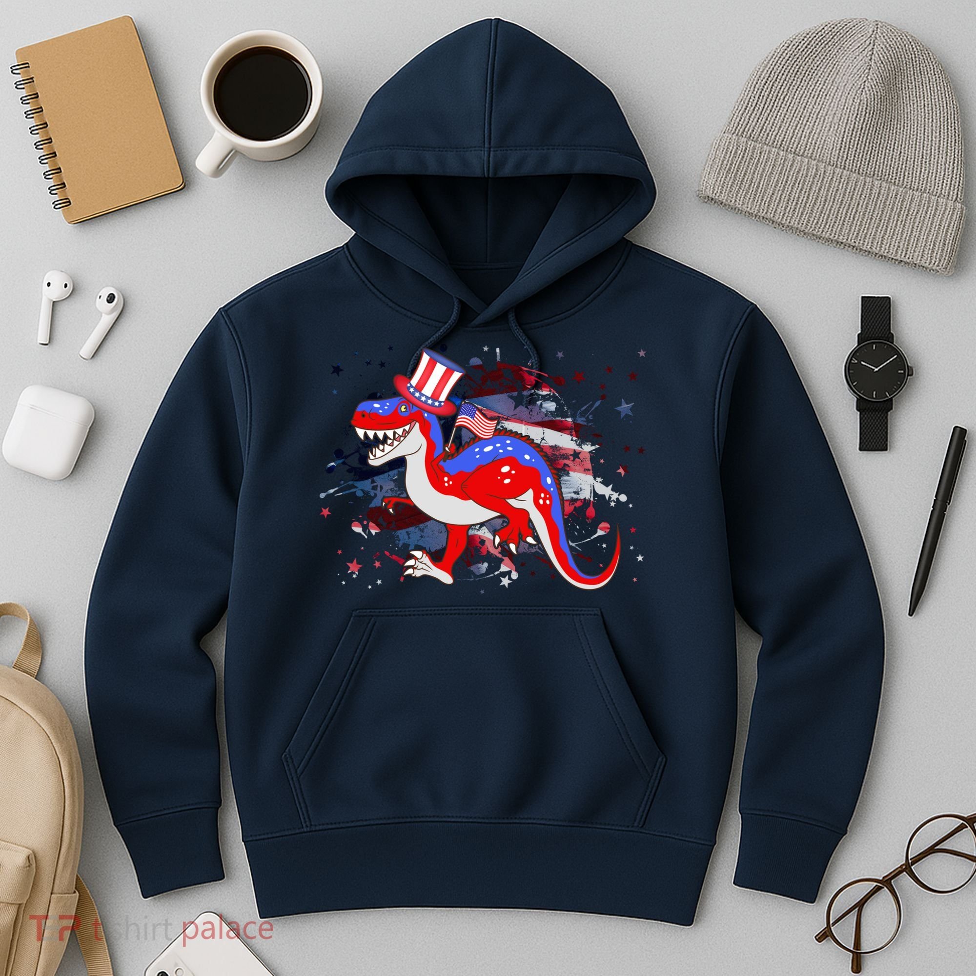USA Patriotic Presidential Dinosaur Hoodie