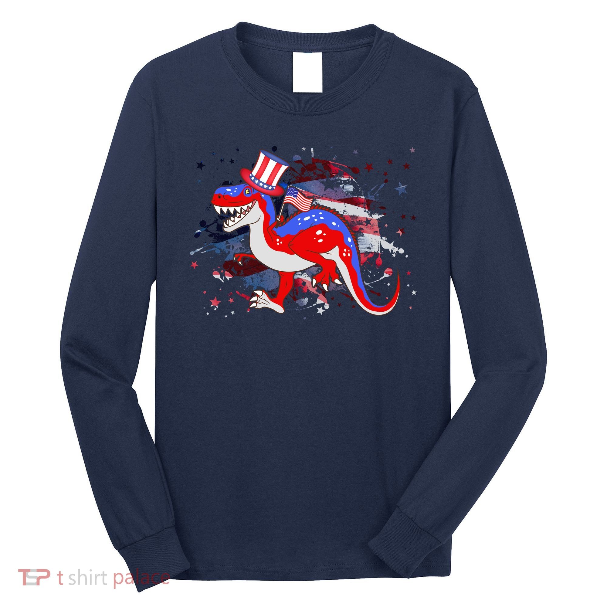 USA Patriotic Presidential Dinosaur Long Sleeve Shirt