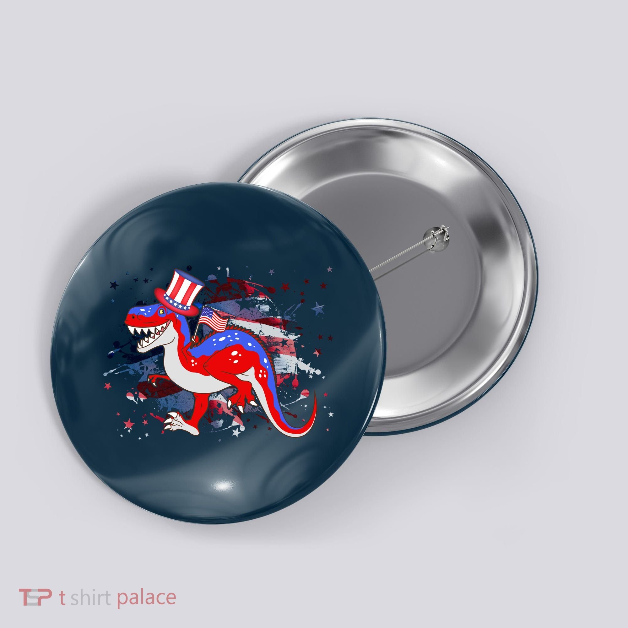 USA Patriotic Presidential Dinosaur Button