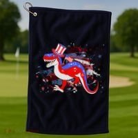 USA Patriotic Presidential Dinosaur Golf Towel thumb 1