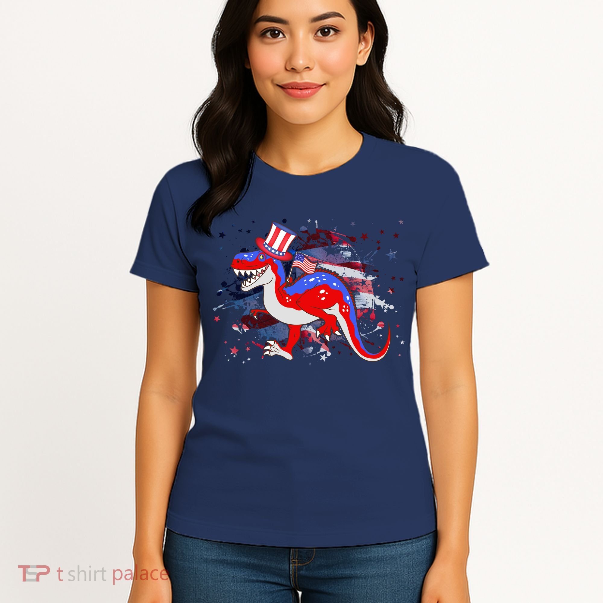 USA Patriotic Presidential Dinosaur Women's T-Shirt